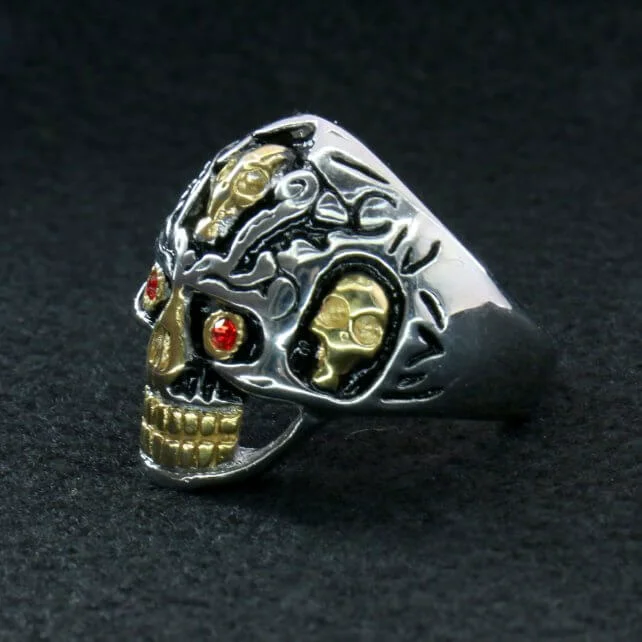 Lightweight Hot Leathers JWR2202 Men’s Holy Toledo Skull Stainless Steel Ring Functional