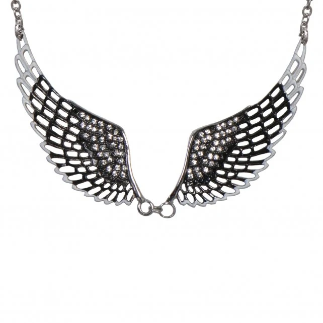 Artisan Hot Leathers JWN1007 Black Angel Wings Necklace Natural