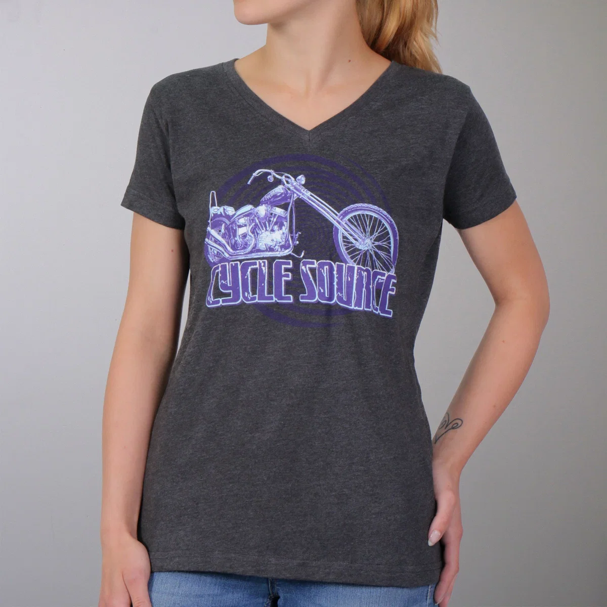 Excellent Cycle Source CSL1012 Ladies Chopper Vintage Smoke T-Shirt Healthy