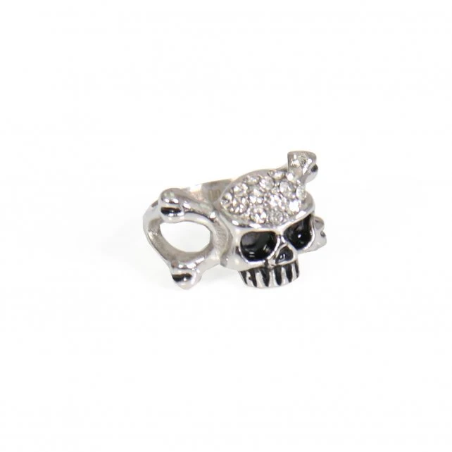Comfortable Hot Leathers JWR1103 Rhinestone Skull and Bones Stainless Steel Ring Trusted