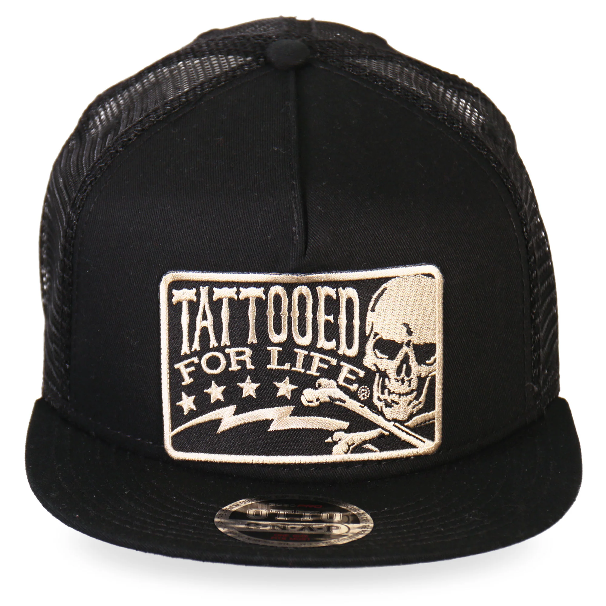 Durable Hot Leathers GSH2003 Tattooed for Life Skull and Bolts Snap Back Hat Breathable