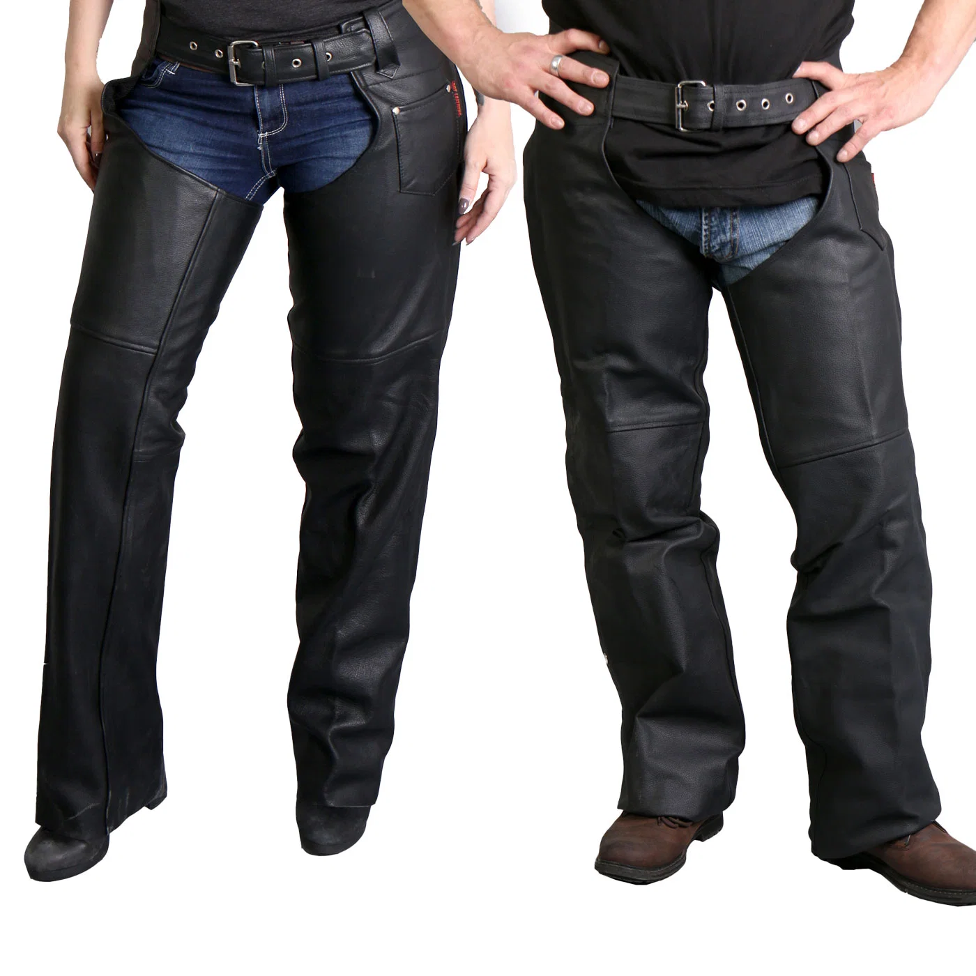 Selected Hot Leathers CHM1001 Selling Black Fully Lined Unisex Leather Chaps Functional