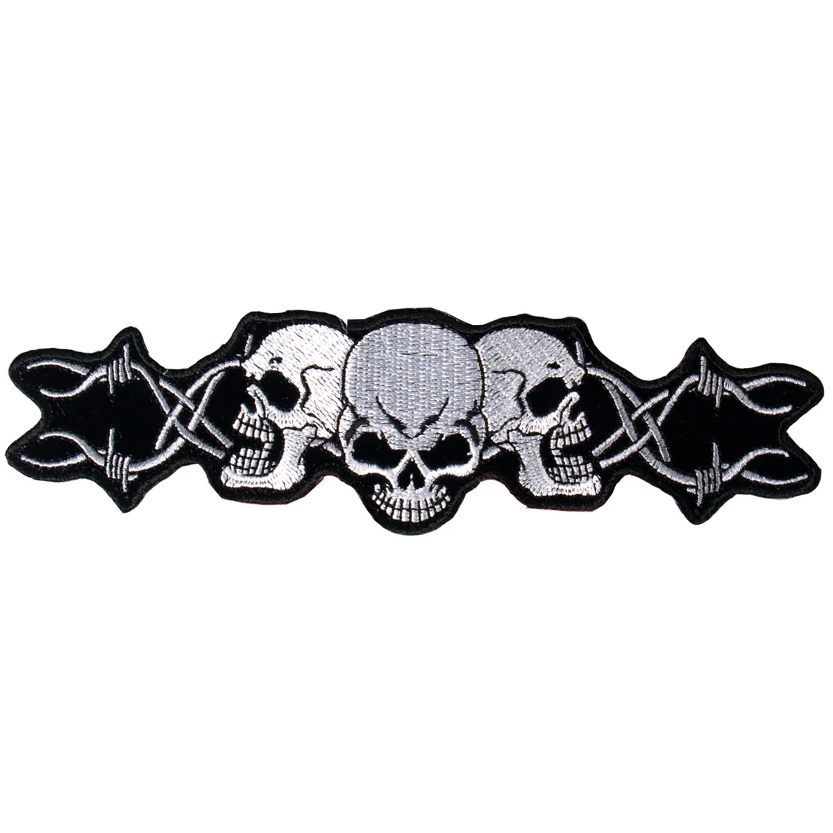Professional Hot Leathers PPA1056 Barbed Wire Skull Trio 10 x 3 Patch Smart