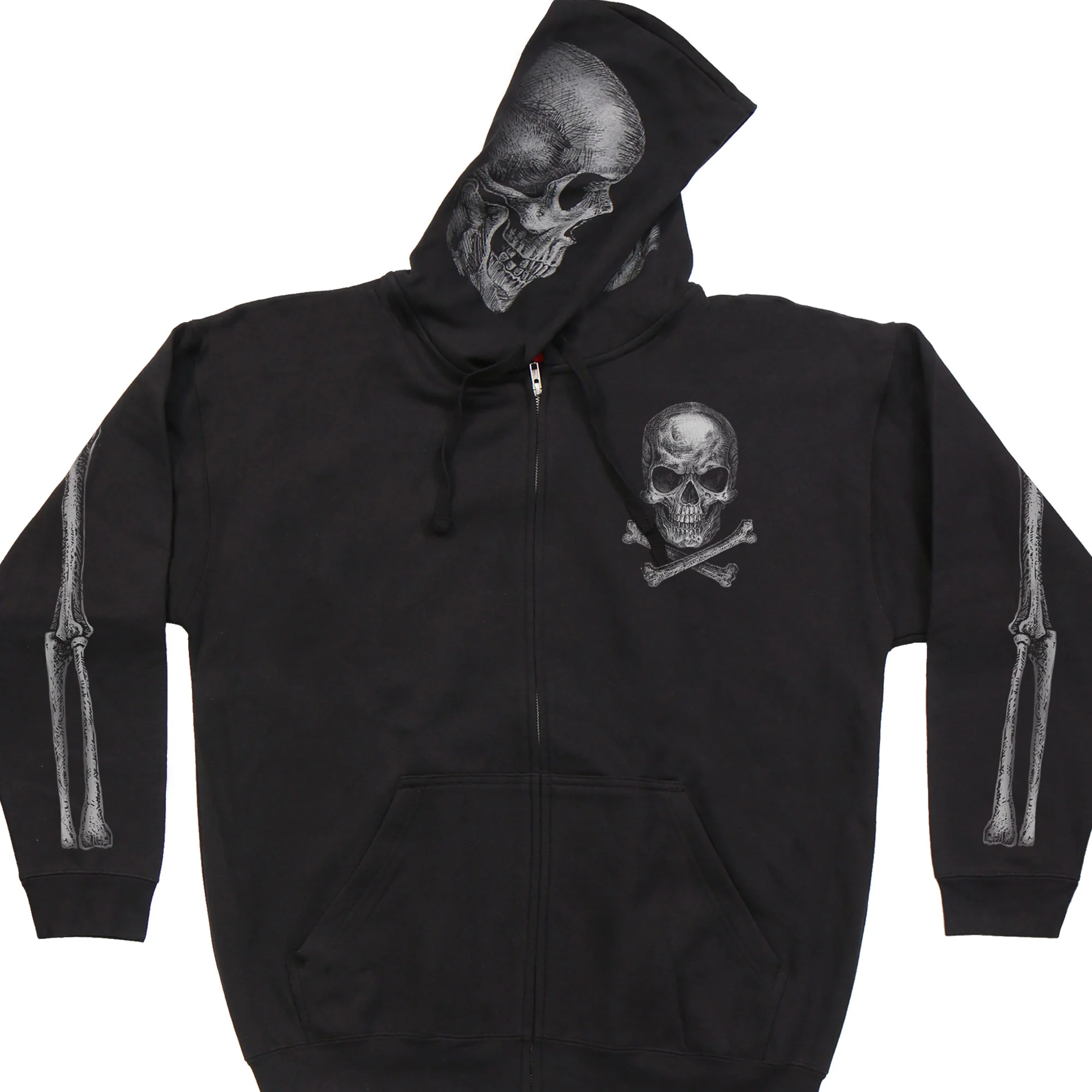 Original Design Hot Leathers GMZ4402 Men s Jolly Roger Skull Black Hoodie with Zipper Closure User-Friendly
