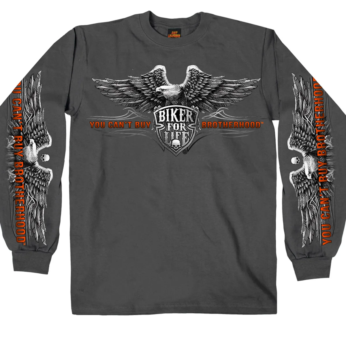 High-End Hot Leathers GMS2295 Men s Brotherhood Eagle Long Sleeve Charcoal Shirt High-Performance