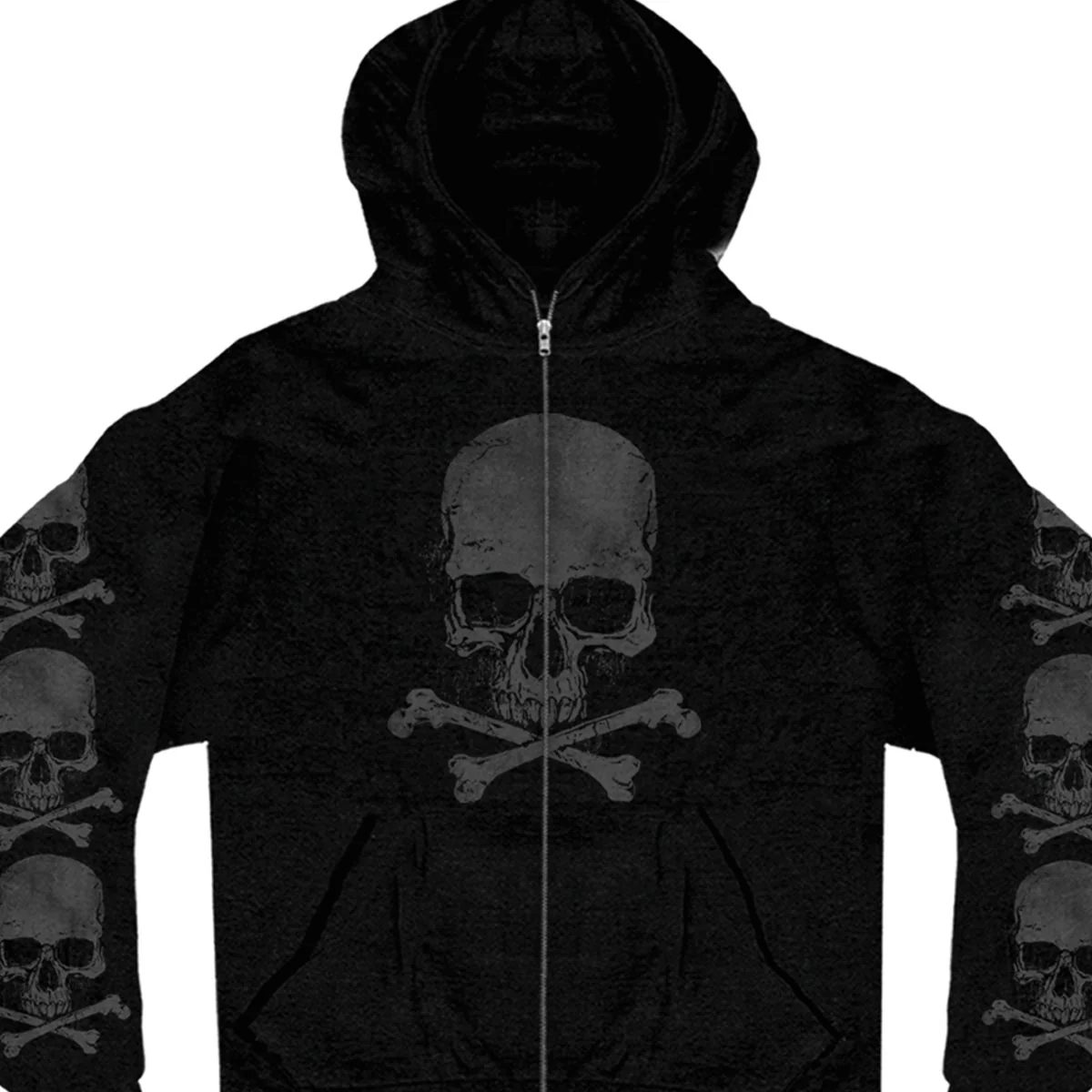 Exceptional Hot Leathers GMZ4305 Men s Skull and Crossbones Black Hoodie with Zipper Closure Carefully Designed