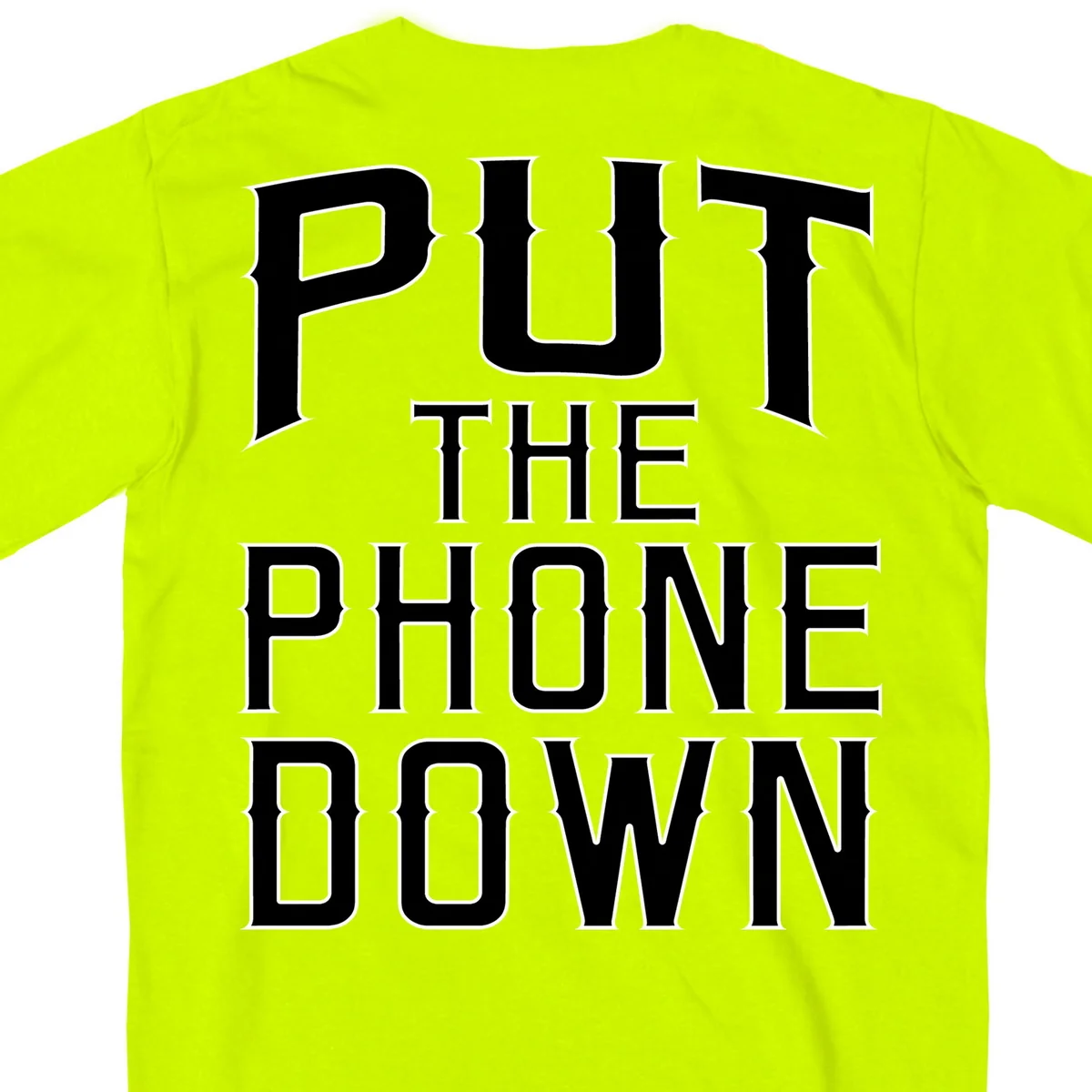 Stylish Hot Leathers GMD1410 Mens ‘Put The Phone Down’ Safety Green T-Shirt Eco-Friendly