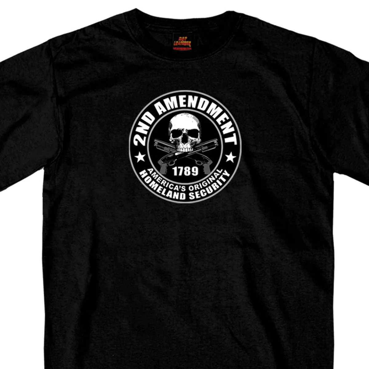 Elite Hot Leathers GMD1158 Mens ‘2nd Amendment America’s Homeland Security’ Black T-Shirt Fast
