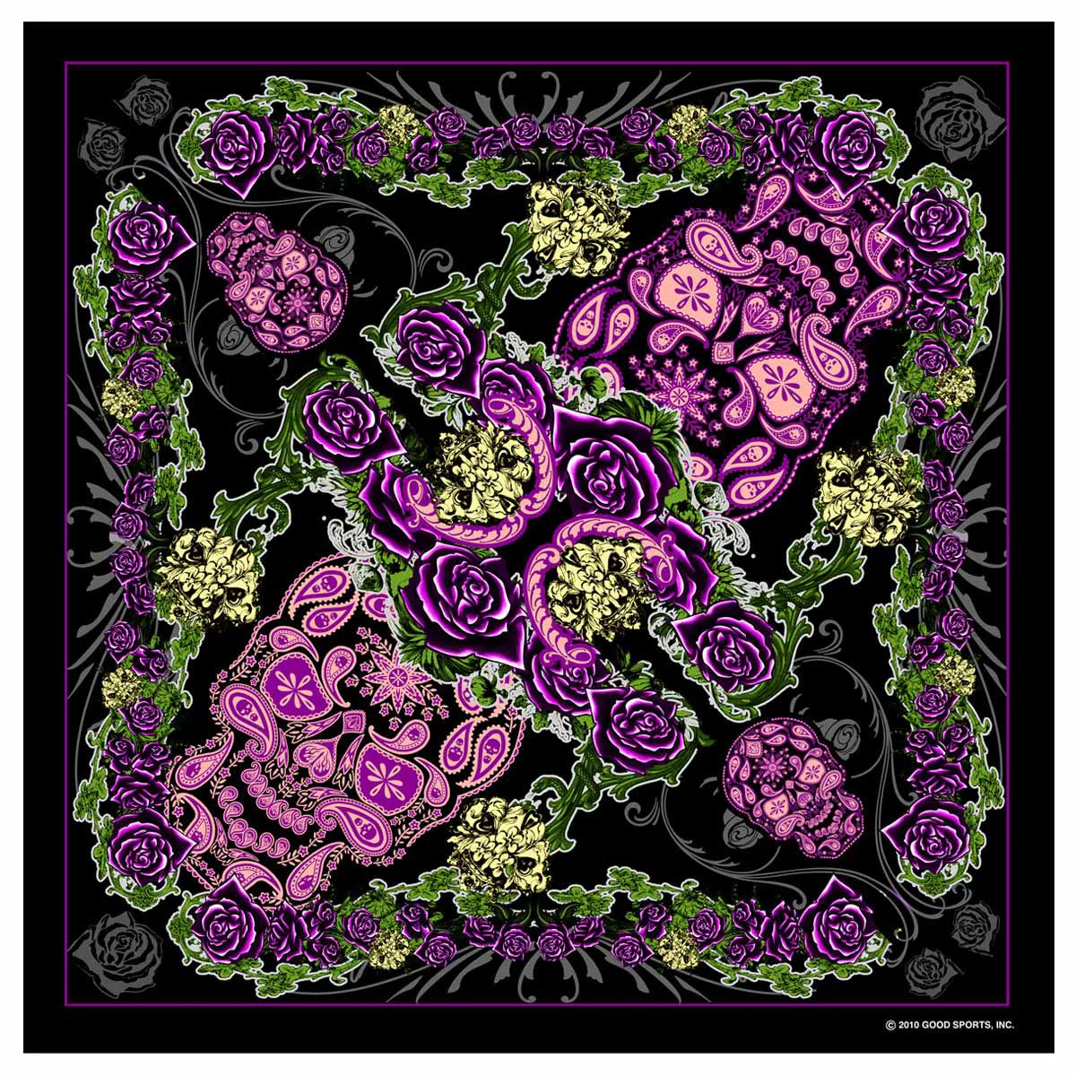Secure Hot Leathers BAB1048 Paisley Skull Bandana Enhanced