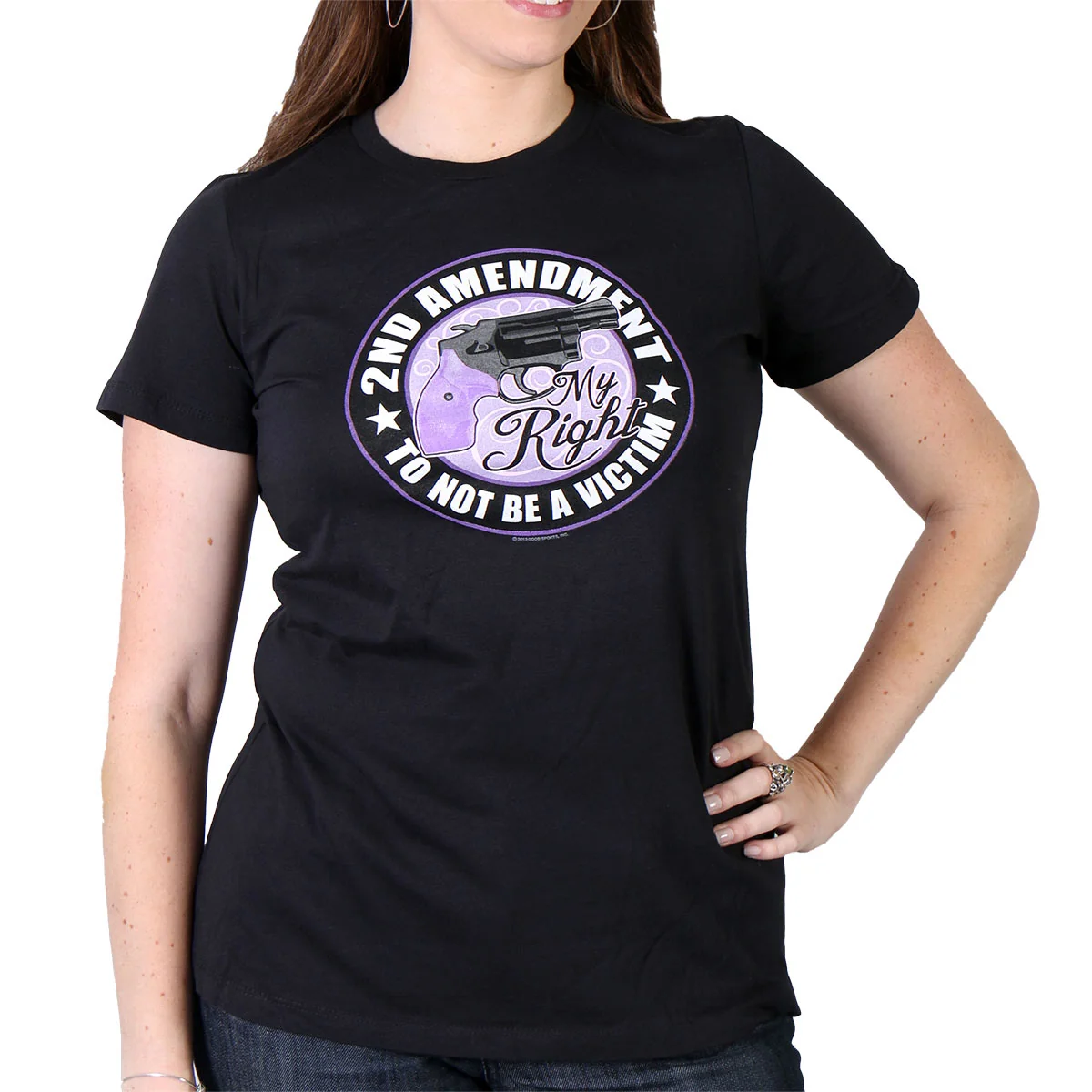 Solid Hot Leathers GLR1262 ‘2nd Amendment My Right To Not Be A Victim’ Black Ladies T-Shirt High-Grade