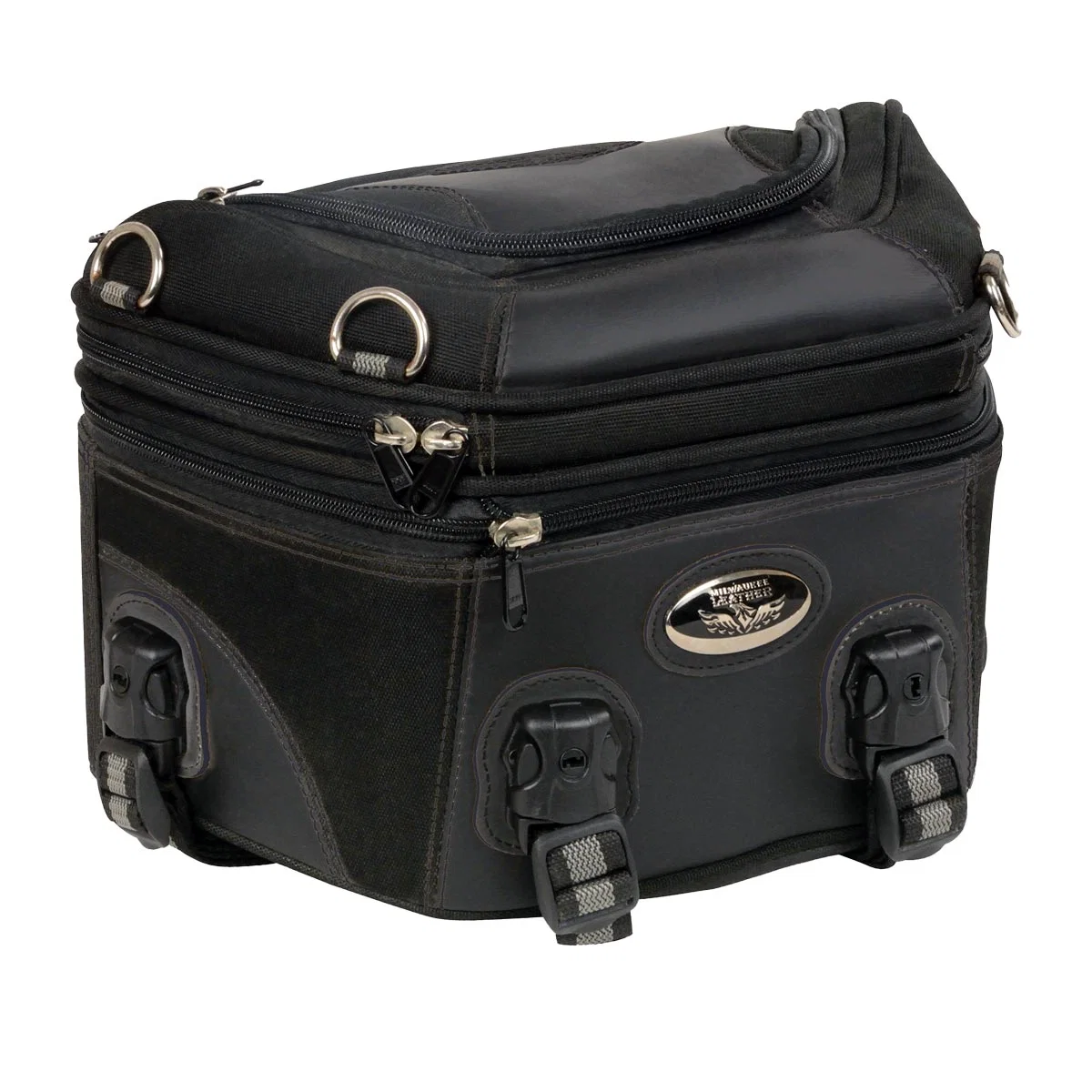 Consistent Milwaukee Leather MP8195 Small Black Textile and PVC Motorcycle Travel Rear Rack Bag Fast