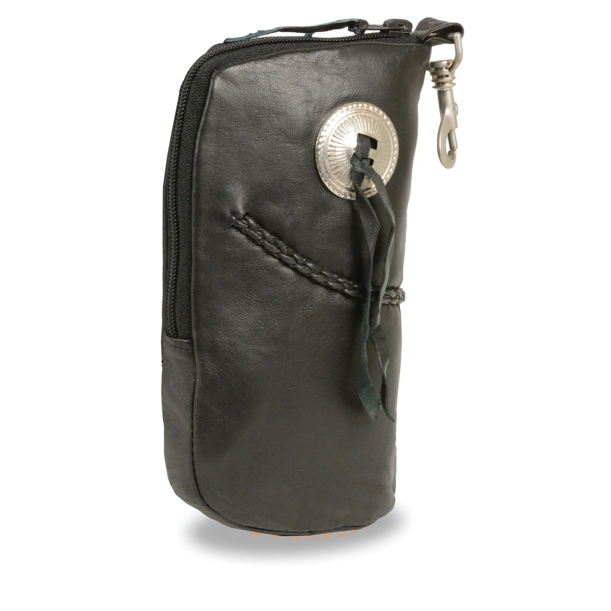 Carefully Designed Milwaukee Leather SH508B Black Leather Embroidered Eye Glass Case with Concho Natural