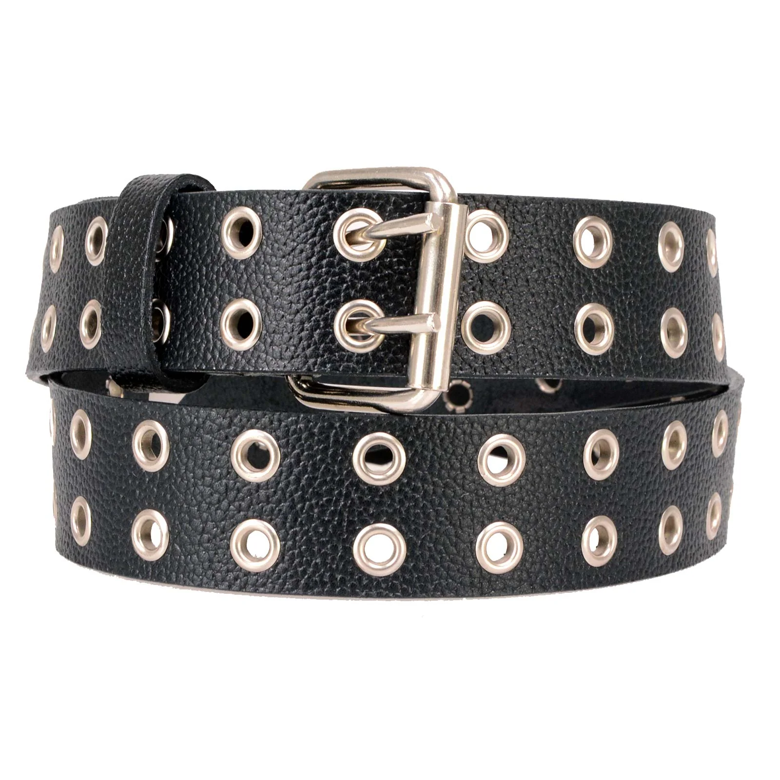 Trendy Milwaukee Leather MP7119 Men’s Black Leather Belt w Grommet Detailing and Nickel Buckle Enhanced