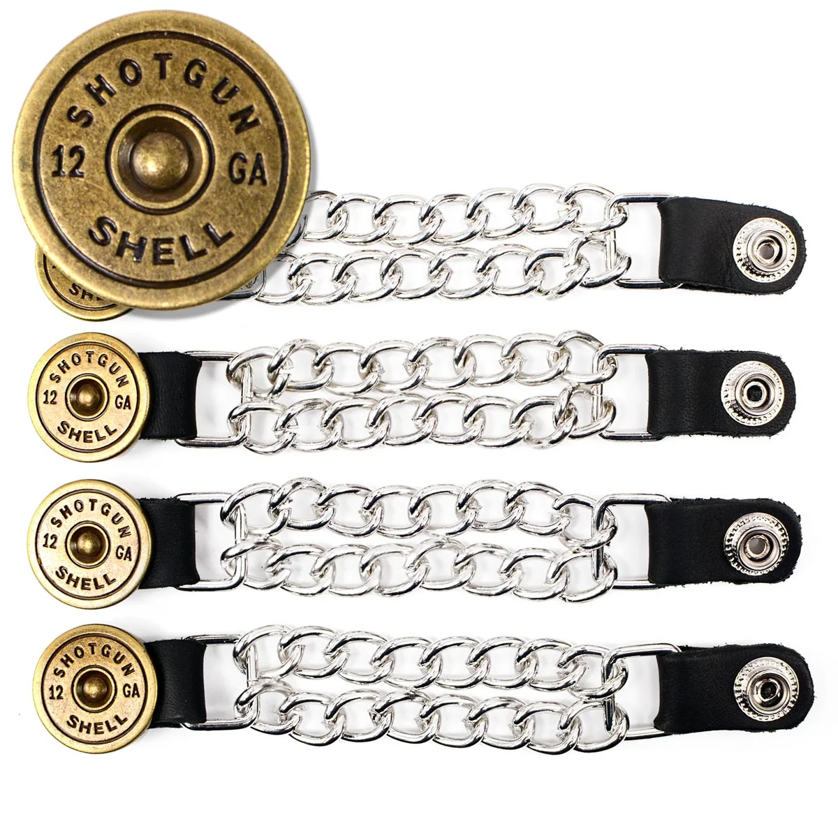 High-Quality Milwaukee Leather 12 Gauge Shell Medallion Vest Extender – Double Chrome Chains Leather 6.5 Extension 4-PCS MLA6025SET Secure