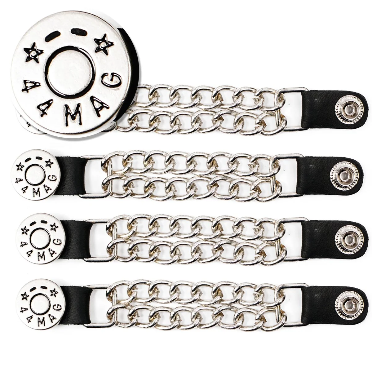 Natural Milwaukee Leather 44-Magnum Dial Vest Extender Double Chrome Chains Leather 6.5 Extension 4-PCS MLA6002SET Smart