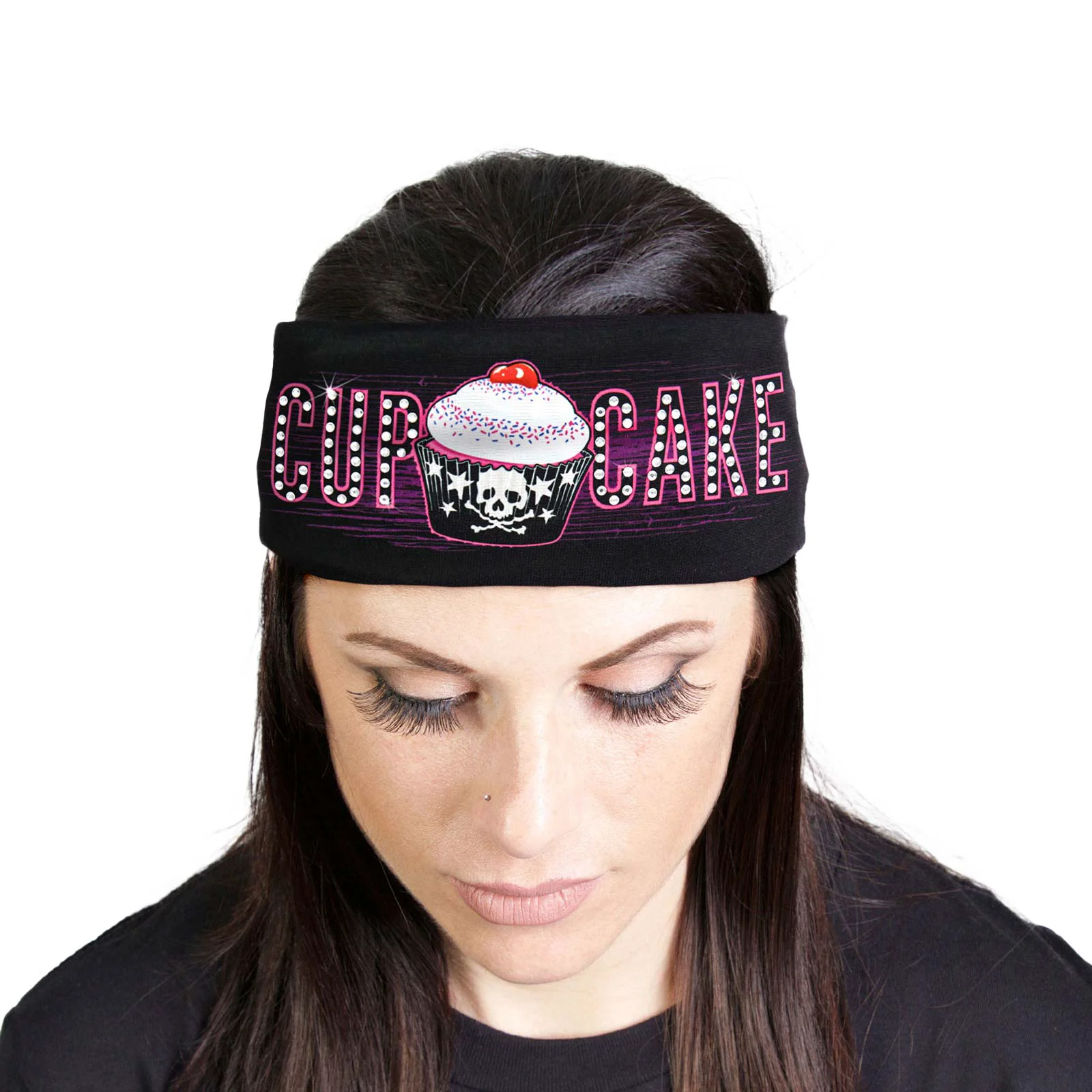 Versatile Milwaukee Leather Bling Designed Wide Headbands-Headwraps for Women Biker Bandana with Cup Cake – MLA8019 Reliable