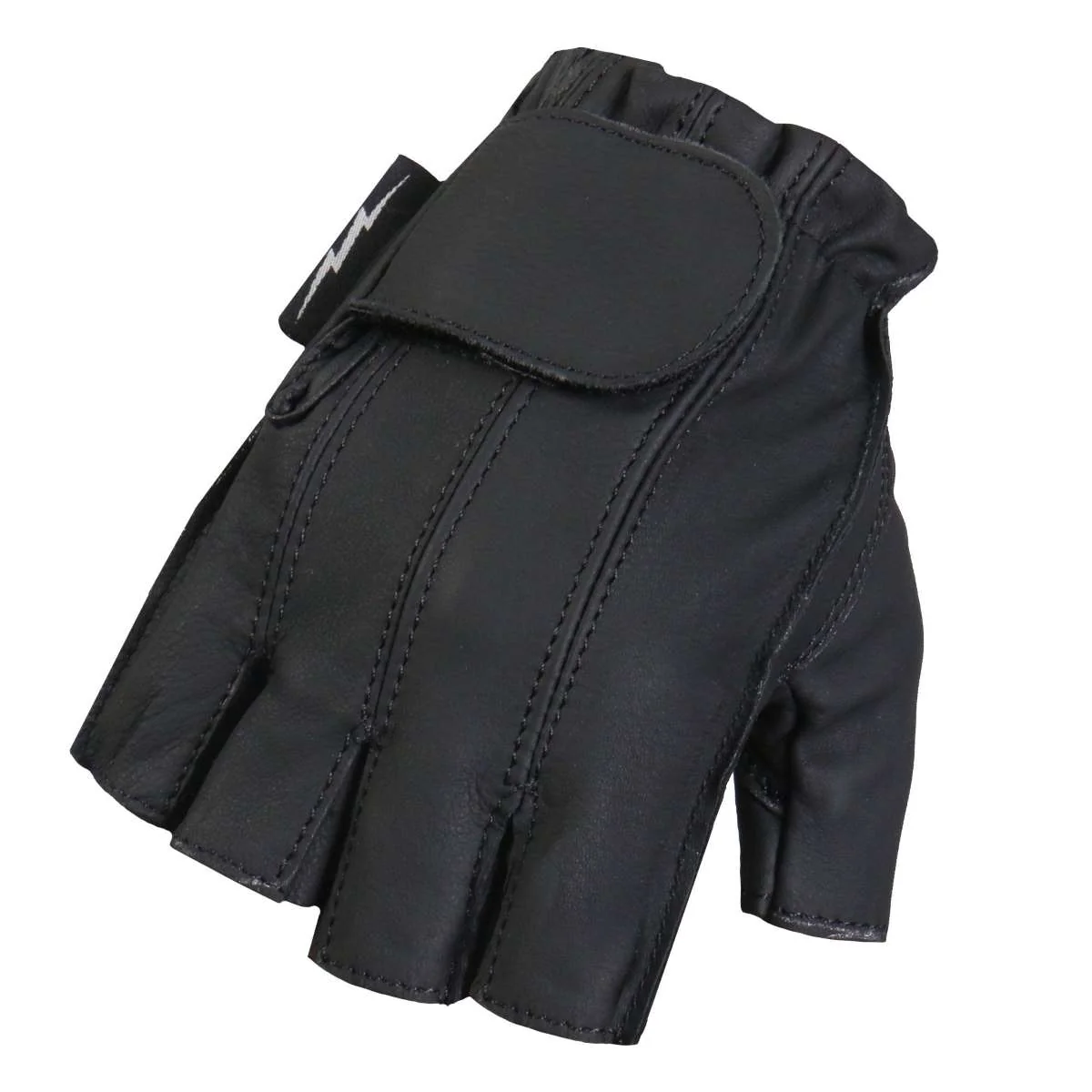 Natural Hot Leathers Midnight Matte Fingerless Leather Gloves GVM1031 Durable