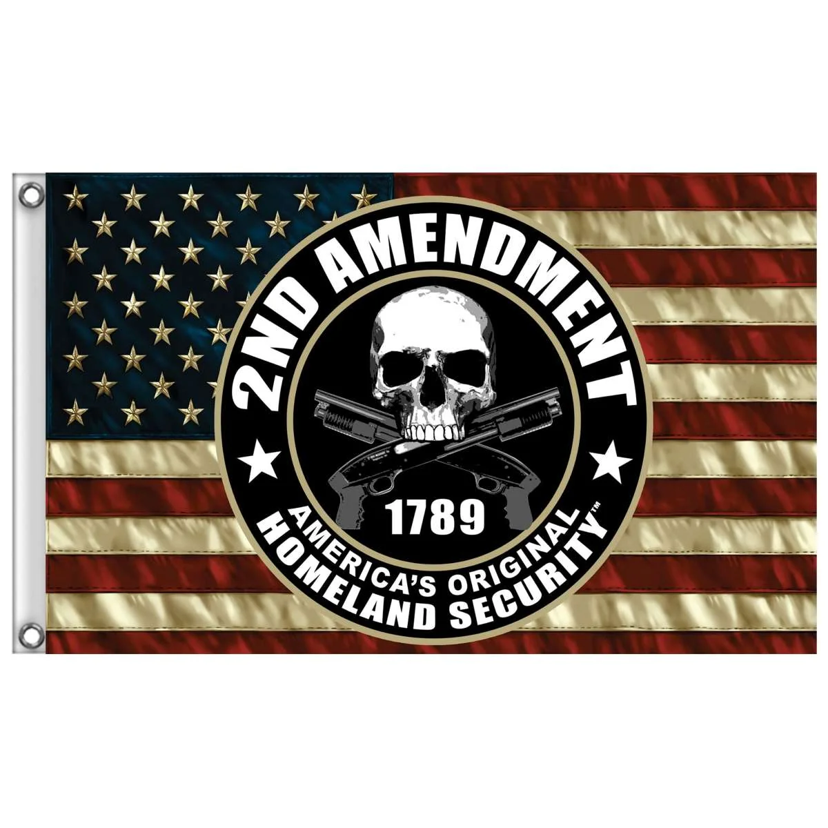 First-Class Hot Leathers 2nd Amendment Skull Circle 3′ x 5′ Flag FGA1083 Fine