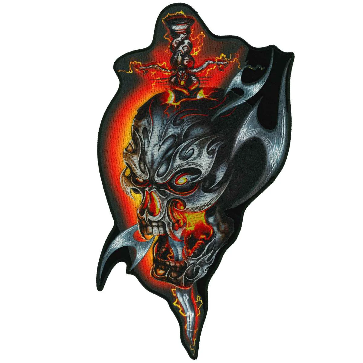 Pure Hot Leathers Electric Skull 12 Patch PPQ1859 Green