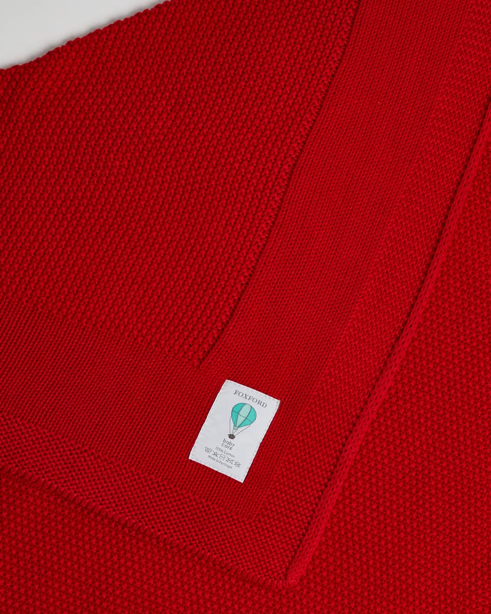 Advanced Foxford Cotton Baby Blanket- Red Modern