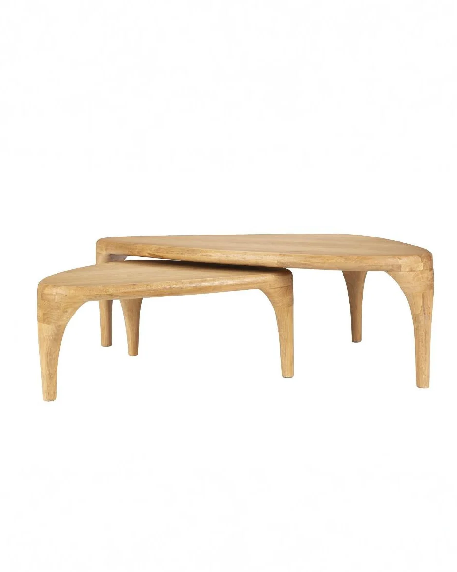 Green Coffee Tables Isla Set of 2- Natural Expertly Made
