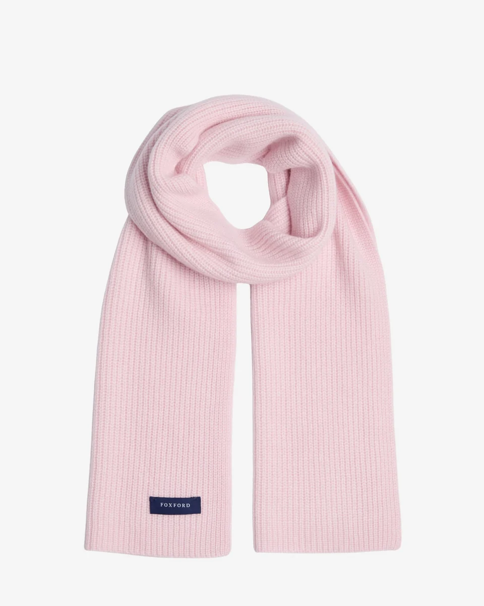 Recyclable Foxford Pink Ribbed Cashmere Scarf Elegant