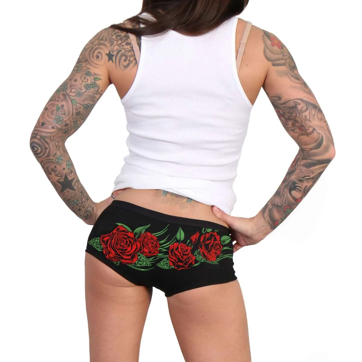 Functional Hot Leathers Wild Roses Boy Shorts PTB7537 Environmentally Friendly