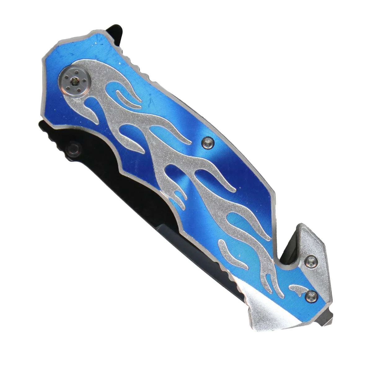 First-Class Hot Leathers Blue Silver Flame Knife KNA1165 Consistent