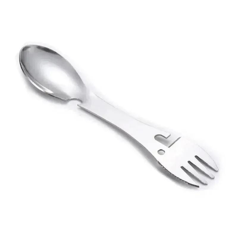 Detailed 5-in-1 Multifunction Camping Spork – Stainless Steel EDC Utensil for Outdoor Adventures Original Design