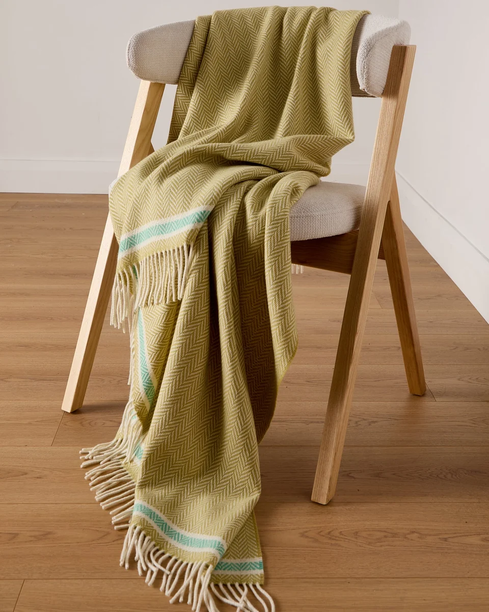 Carefully Designed Foxford Silver Strand Cashmere and Lambswool Throw Pure