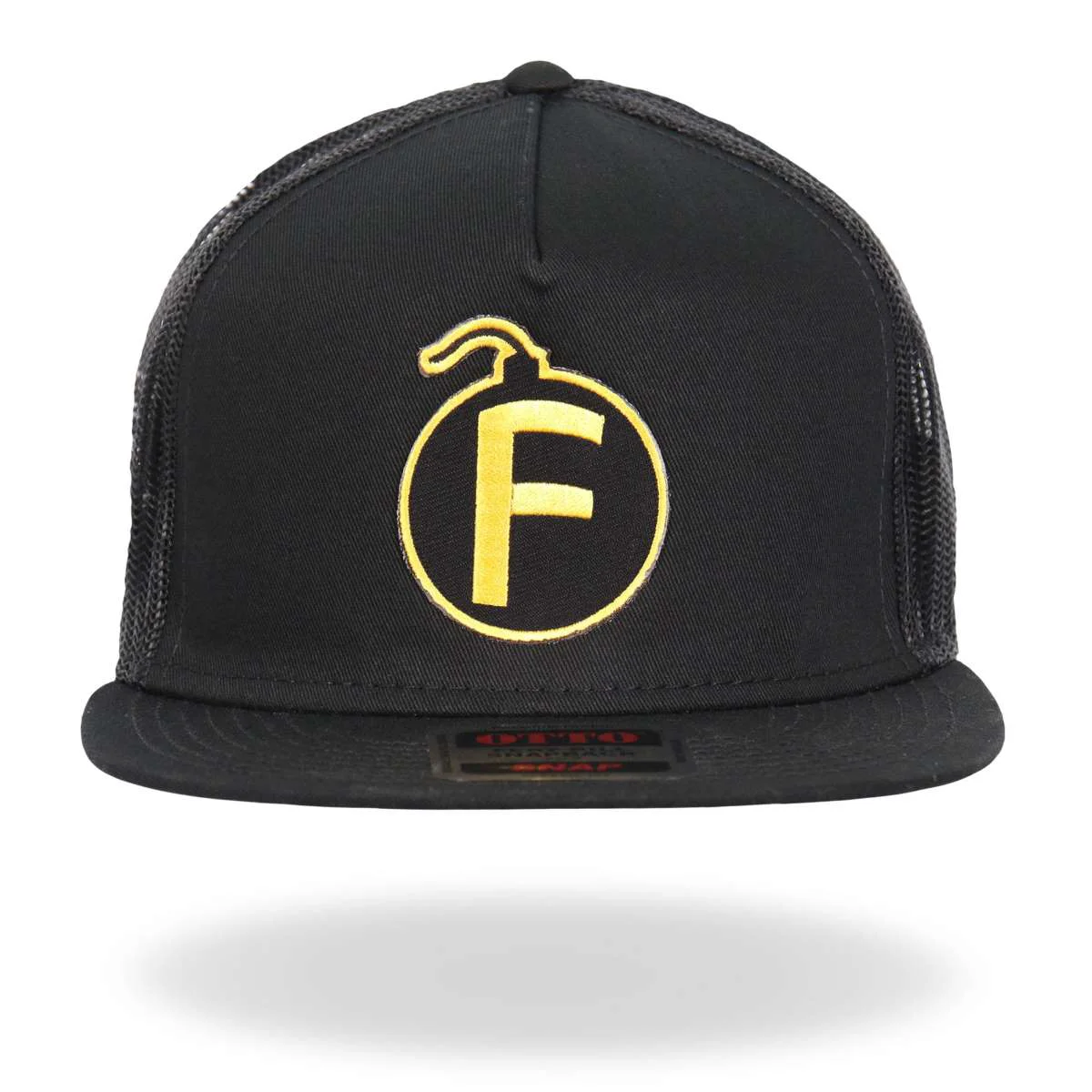 Smooth Hot Leathers Black and Yellow F Bomb Snapback Hat GSH2032 Next-Generation