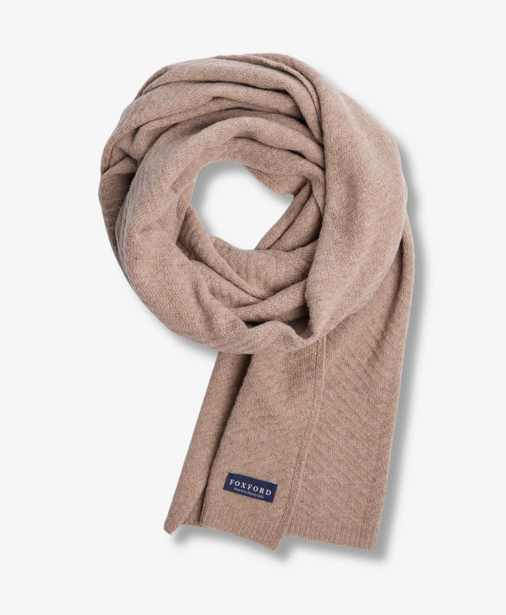 Carefully Designed Foxford Brown Knitted Lambswool Scarf Selected