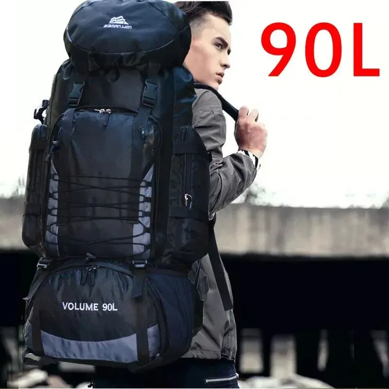 Sophisticated 90L Large Mountaineering Travel Backpack – Waterproof Nylon Army Climbing Bag for Hiking Expeditions Safe