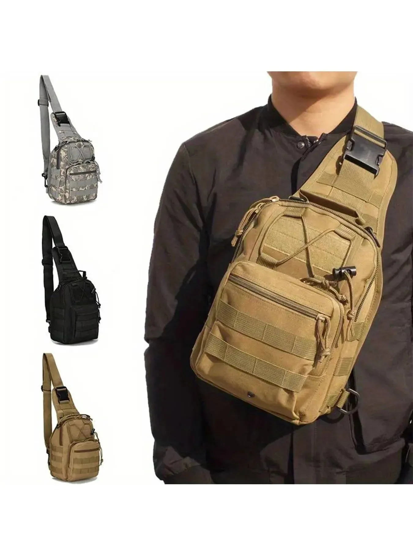Original Tactical Oxford Sling Backpack – Lightweight Crossbody Chest Bag for Hiking Hunting Travel Functional