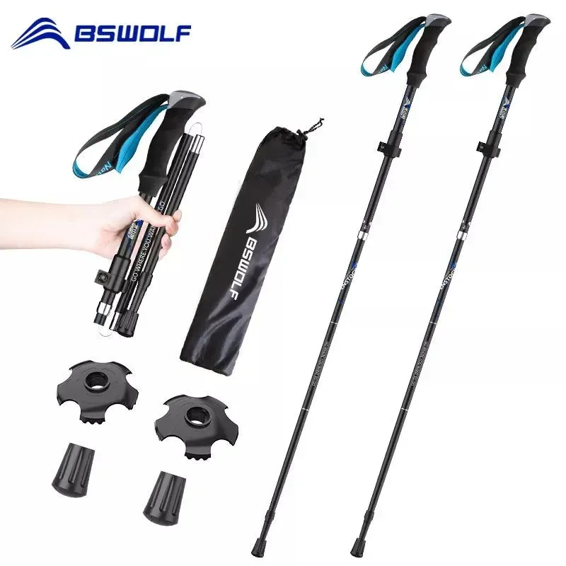 Proven Ultralight Folding Aluminum Trekking Poles – Set of 2 for Hiking Walking and Nordic Activities Smooth