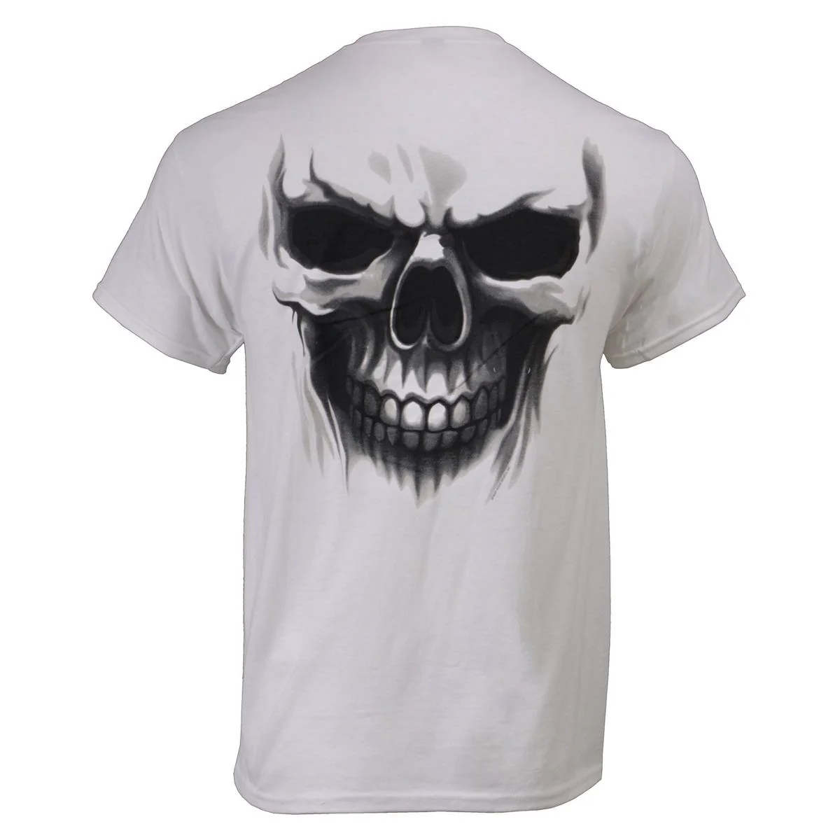 Casual Milwaukee Leather MPMH116001 Men’s ‘Ghost’ Skull Double Sided White Printed T-Shirt World-Class