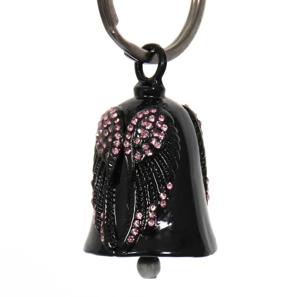 Reliable Milwaukee Leather MLB9027 Black ‘Wings with Pink Diamonds’ Motorcycle Good Luck Bell Key Chain Accessory for Bikers Genuine