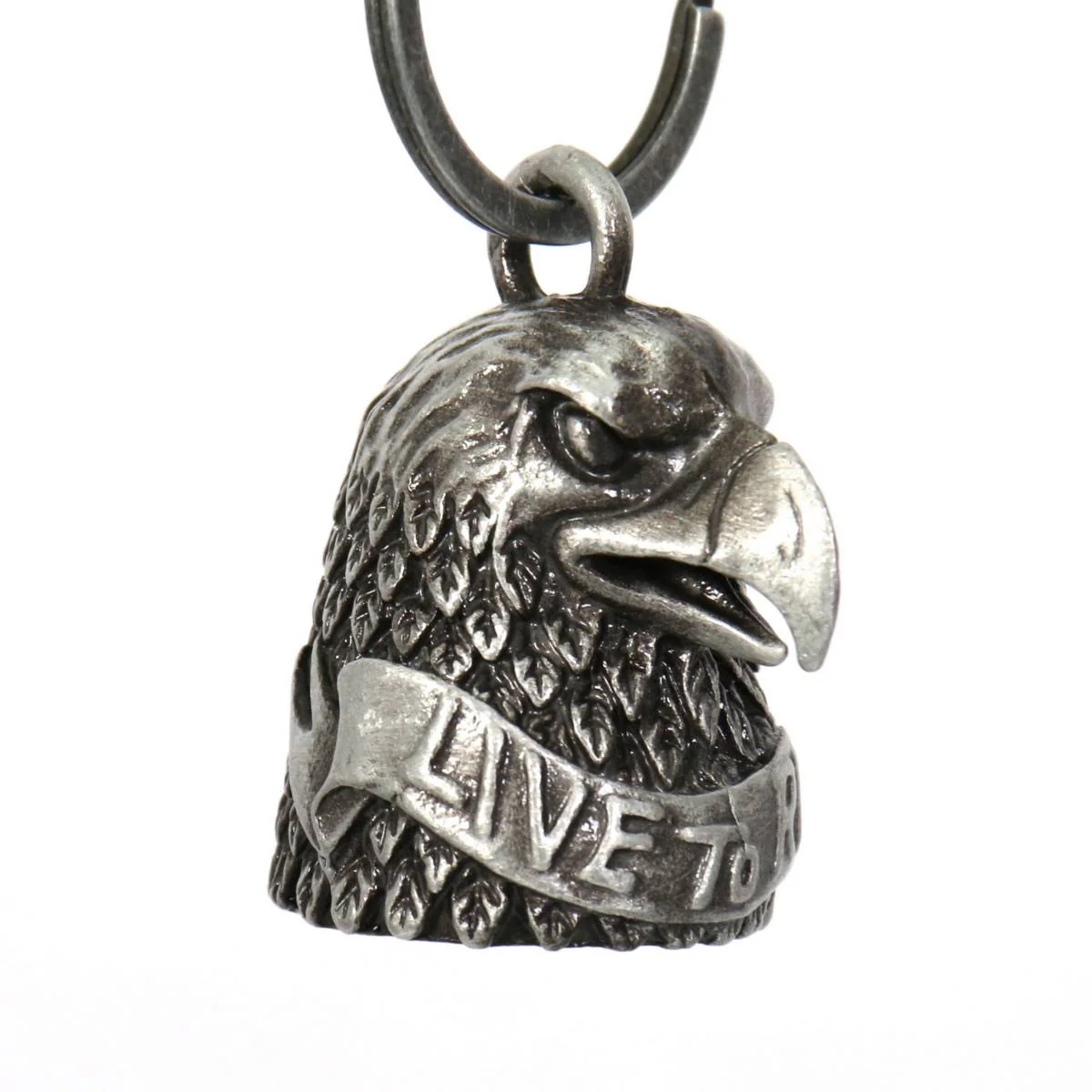 Innovative Milwaukee Leather MLB9031 ‘Eagle Head – Live to Ride’ Motorcycle Good Luck Bell Key Chain Accessory for Bikers Certified