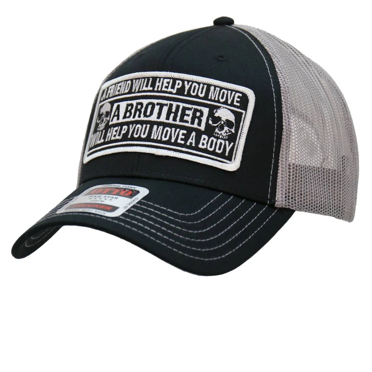 Elite Hot Leathers Move A Body Black And Grey Trucker Hat GHS1046 World-Class