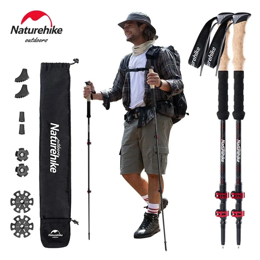 Next-Generation Carbon Fiber Collapsible Trekking Poles – Lightweight Telescopic Sticks for Walking Hiking and Climbing Fashionable