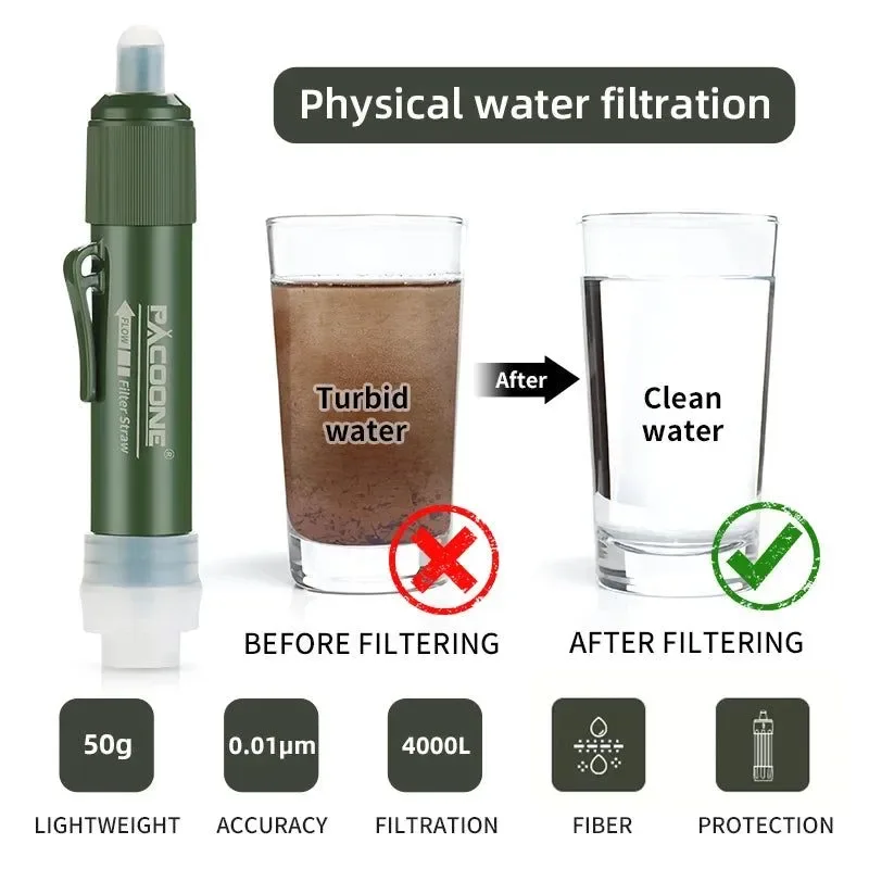 Fine Mini Camping Water Filter Straw with Carbon Fiber Water Bag – Portable Purification Kit for Hiking Survival Sophisticated