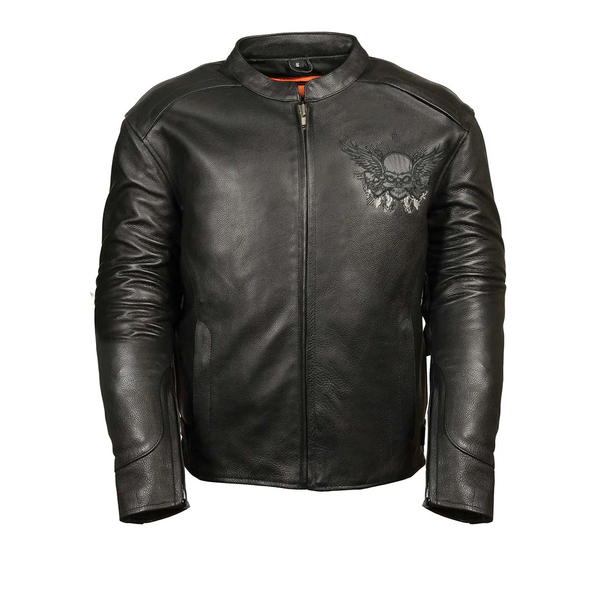 Trusted Milwaukee Leather ML2055 Men’s Black Leather Scooter Jacket with Reflective Skull Design Smart