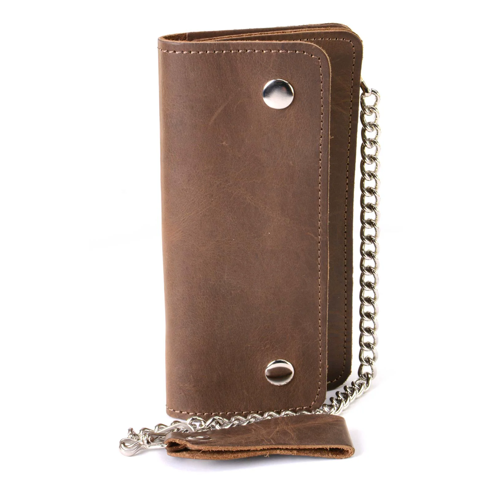 Sustainable Milwaukee Leather MLW7885 Men’s 6 Brown Premium Leather Bi-Fold Biker Wallet w Anti-Theft Stainless Steel Chain Smart