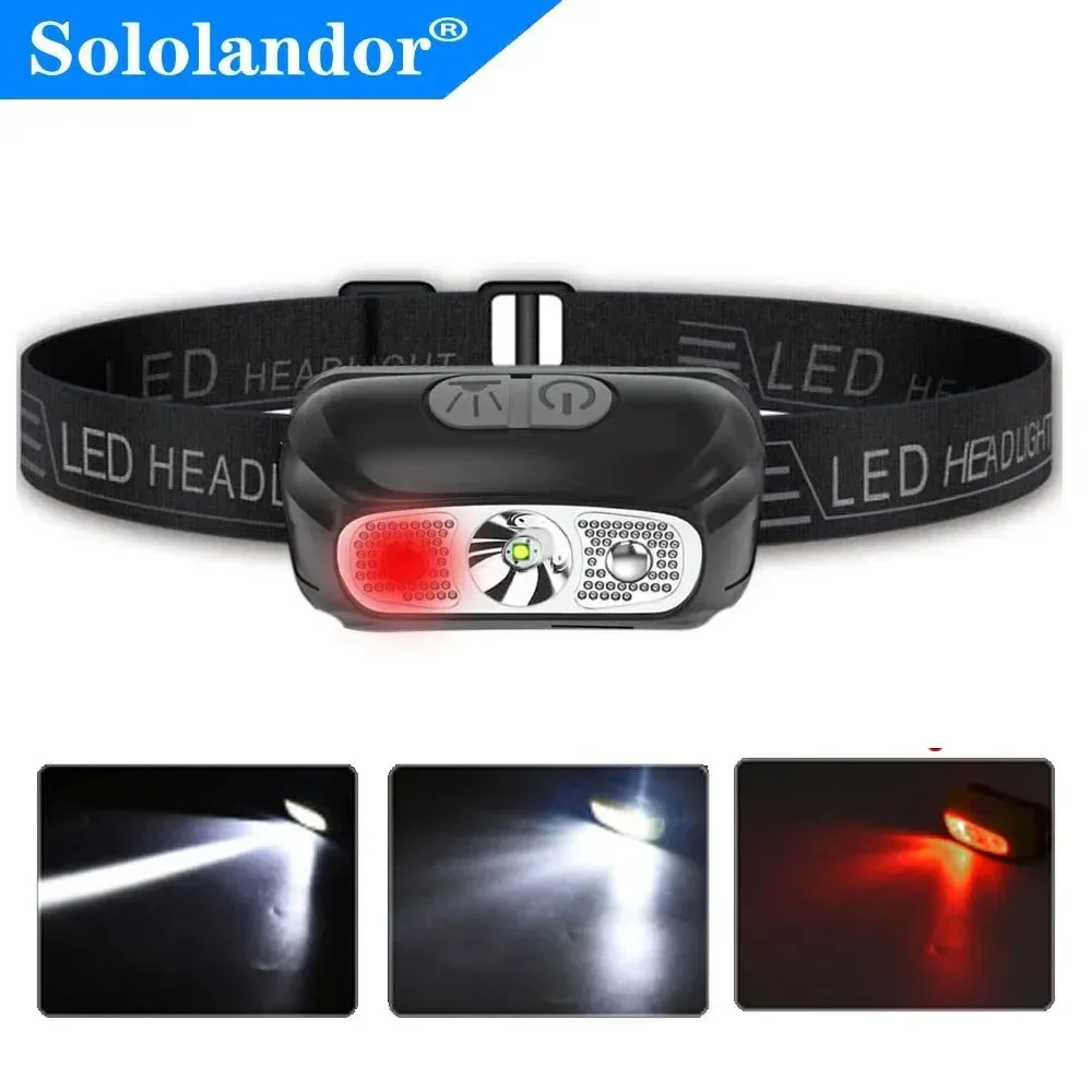Fine Mini Headlamp – Red and White USB Rechargeable Head Torch Flashlight for Camping Fishing Hunting Superior