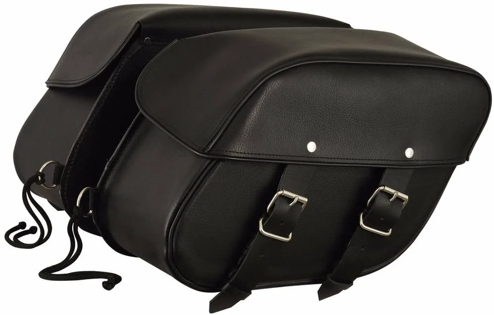 Smooth First Manufacturing FIBAG8009 Black Leather Mountable Motorcycle Saddlebags Optimized