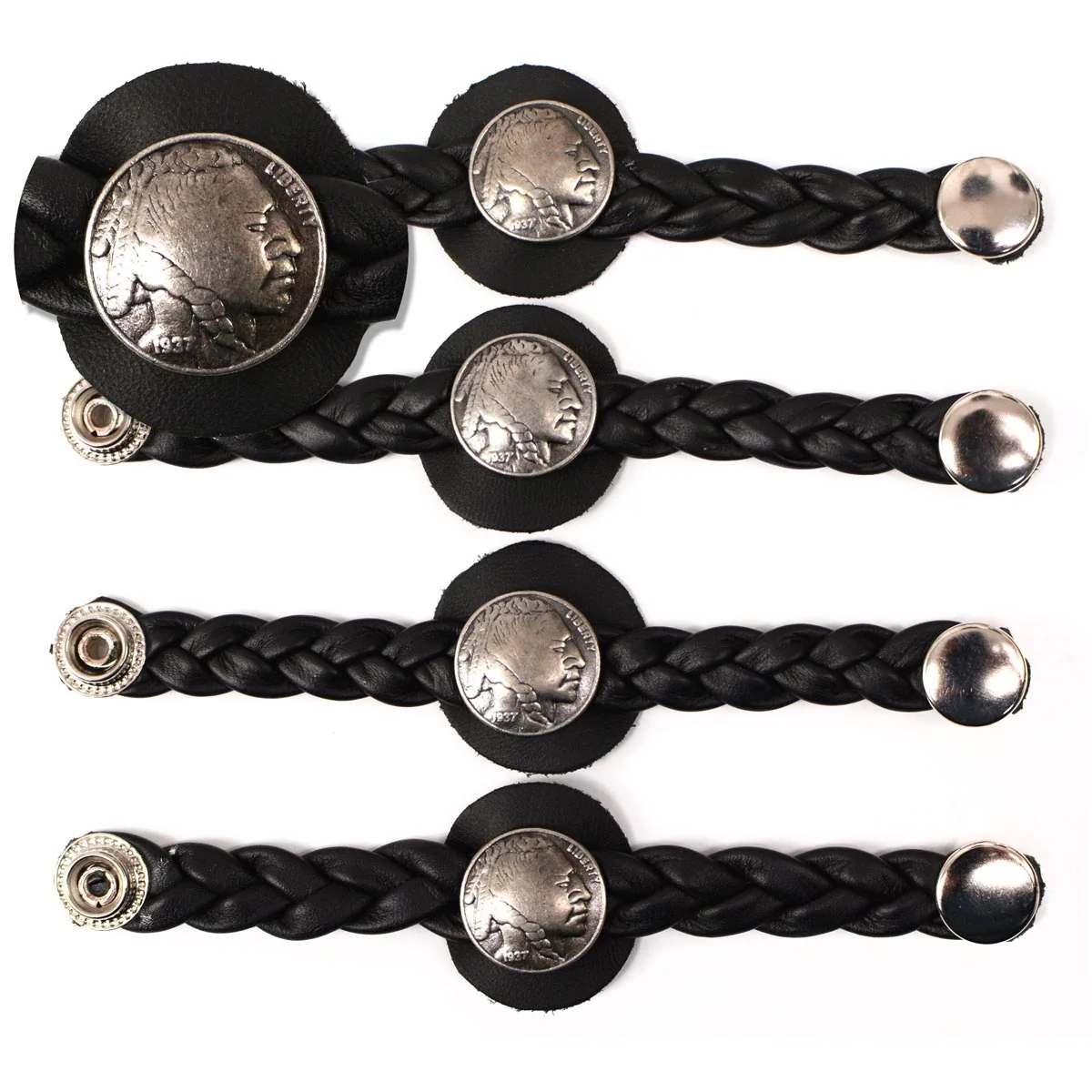 Sustainable Milwaukee Leather Native American Medallion Vest Extender w Leather Braided Strap 6.5 Extension 4-PCS MLA6066SET Official