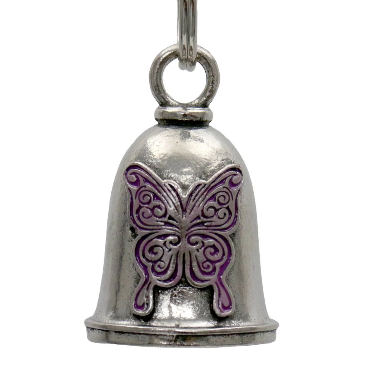 Classic Milwaukee Leather MLB9090 Purple Curly Butterfly Motorcycle Good Luck Bell w Key Ring-Key Chain Accessory for Bikers Organic