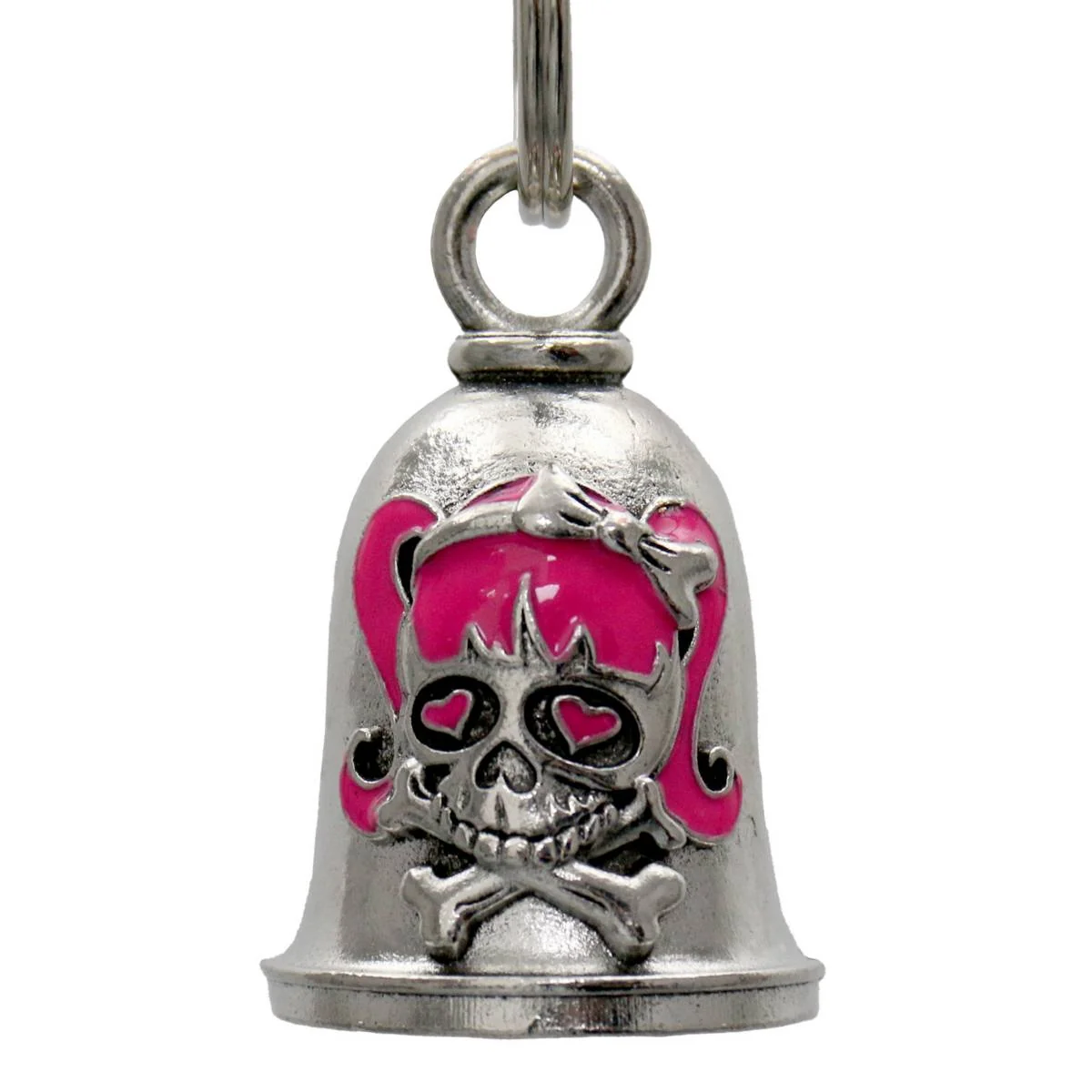 Premium Milwaukee Leather MLB9107 Girly Skull Motorcycle Good Luck Bell w Key Ring-Key Chain Accessory for Bikers Powerful