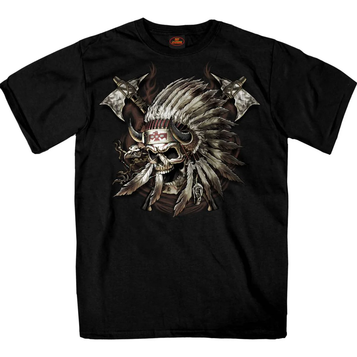 Minimalist Hot Leathers GMS1550 Men’s Black SS JP Indian Chief Skull Printed T-Shirt Traditional