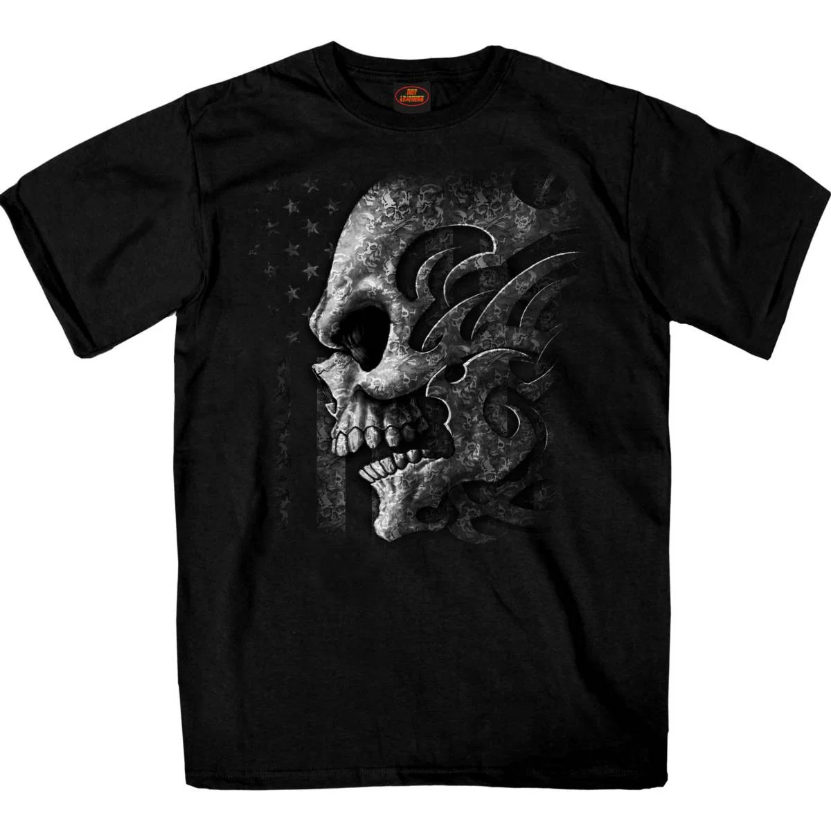 Environmentally Friendly Hot Leathers GMS1547 Men’s Black SS Tribal Skull Printed T-Shirt Excellent